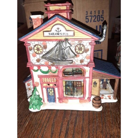 Vintage Christmas Delights Sailors Pub Porcelain Christmas Holiday Village - Picture 1 of 9